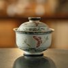 Qinghua Huoshi Red Gaiwan - Hand-Painted Gilded Butterfly1