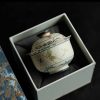 Qinghua Huoshi Red Gaiwan - Hand-Painted Gilded Butterfly3