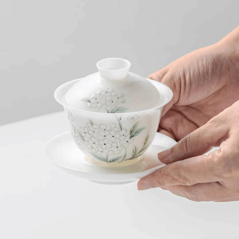Hydrangea Ice-Jade Porcelain Gaiwan