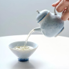 Glacial Blue Small Tea Cup - Flower Shape Crystallized Glazed Ceramic 60ml