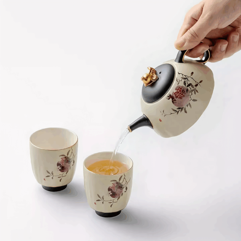 Eternal Bloom 230ML Ceramic Teapot Set with two cups - Ideal for Grandpa Style Brewing Eternal Bloom 230ML Ceramic Teapot Set with two cups - Ideal for Grandpa Style Brewing