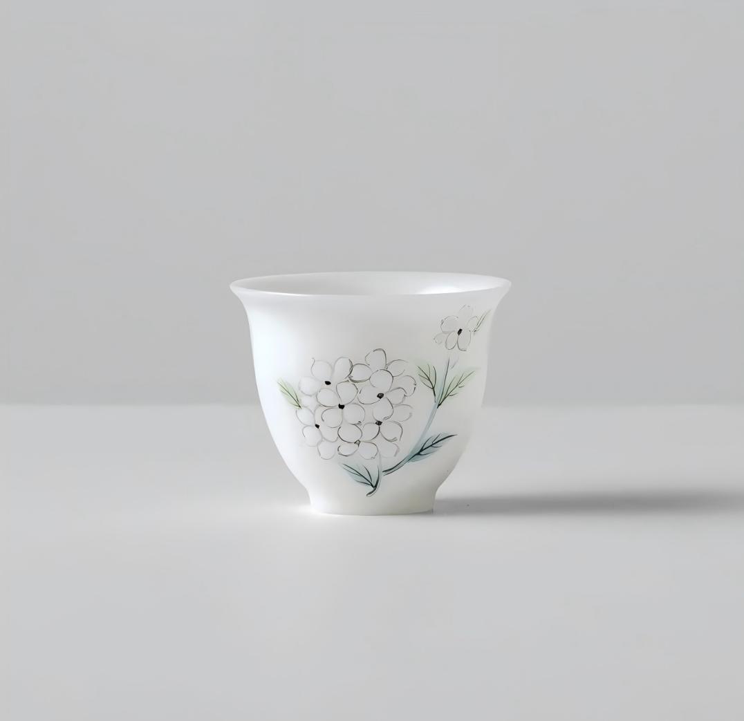 Hydrangea Ice-Jade Porcelain Teacup