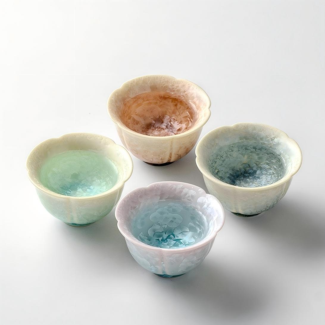 Four Seasons Crystalline Glaze Teacup Set Four Seasons Crystalline Glaze Teacup Set
