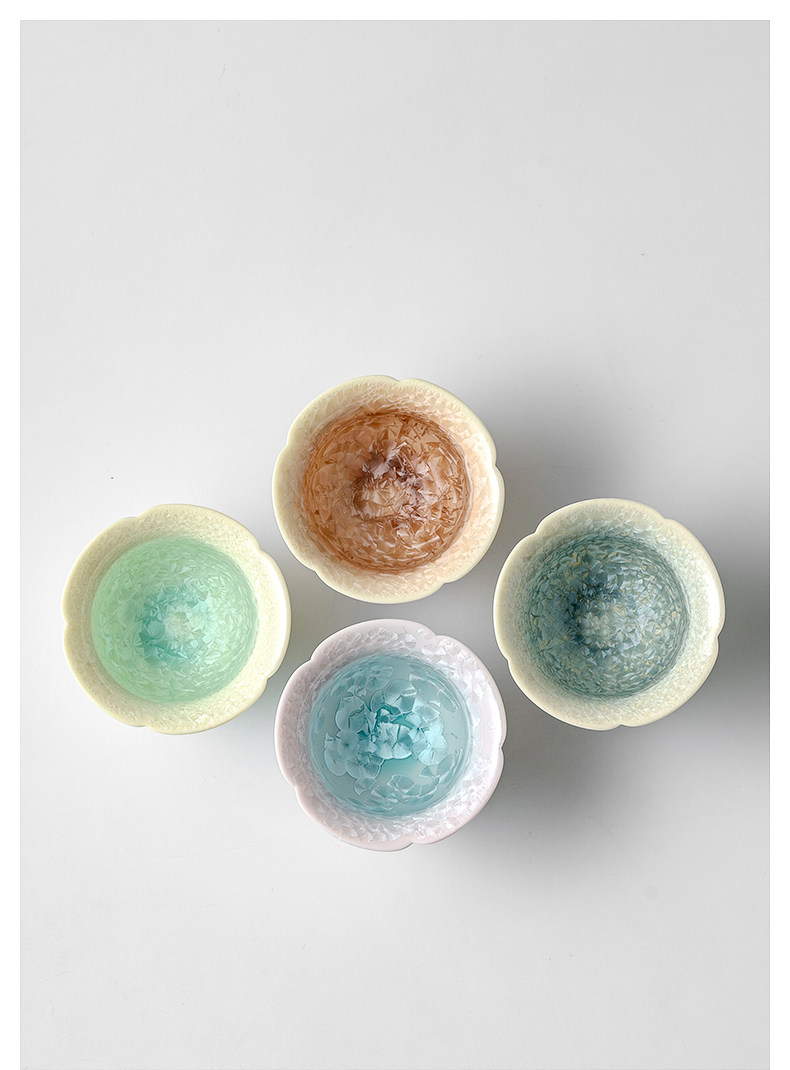 Four Seasons Crystalline Glaze Teacup Set2 "Four Seasons" Crystalline Glaze Teacup Set - 4pc Kiln-Altered Masterpiece (80ml each)2