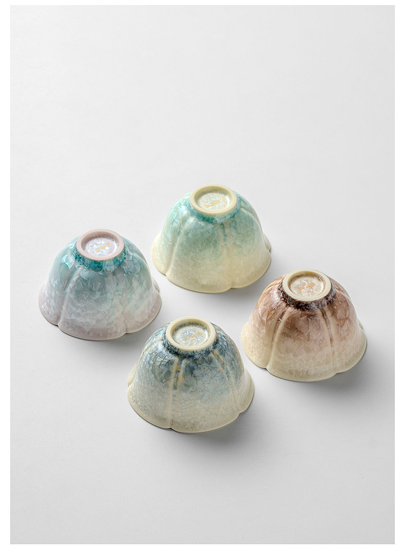 Four Seasons Crystalline Glaze Teacup Set3 "Four Seasons" Crystalline Glaze Teacup Set - 4pc Kiln-Altered Masterpiece (80ml each)3