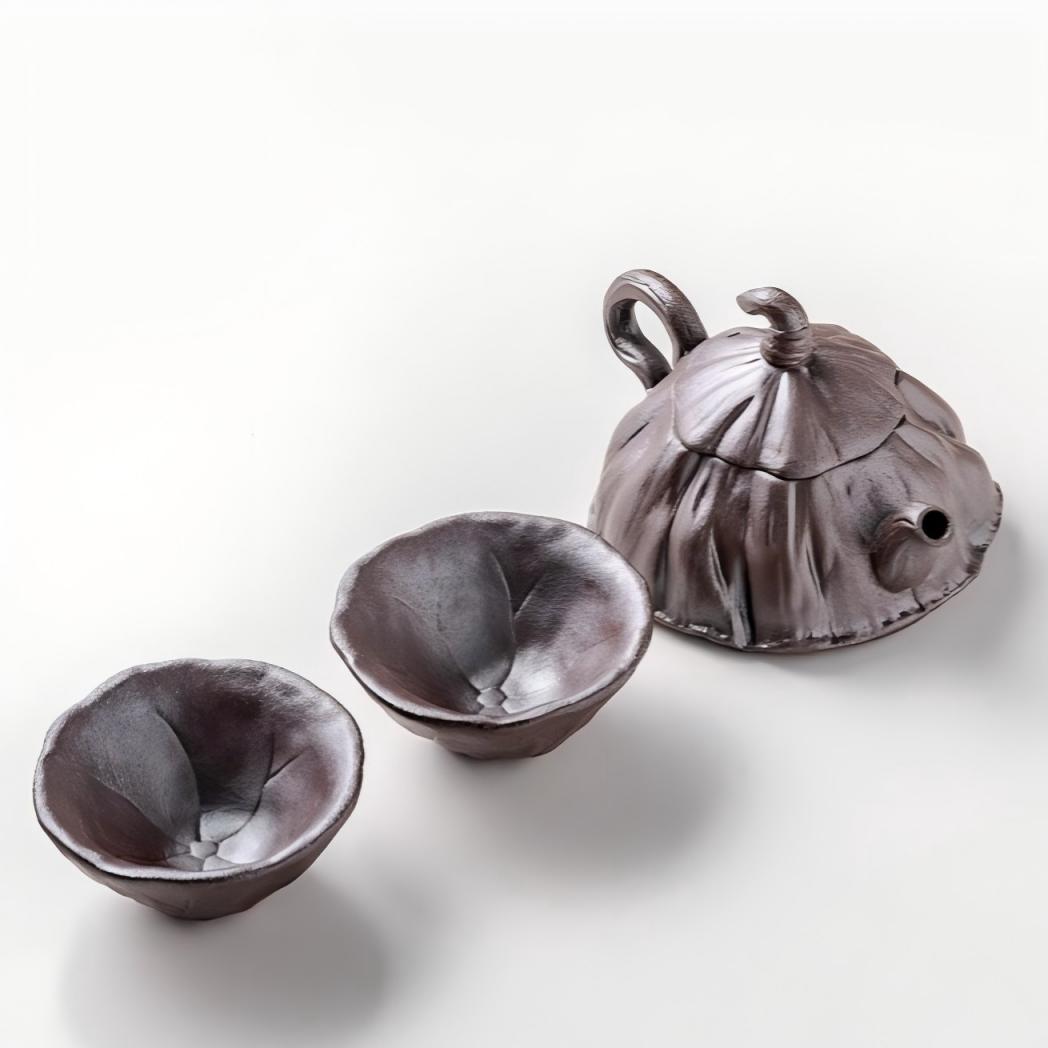 Lotus Pod Raw Mineral Clay Gongfu Teapot Set