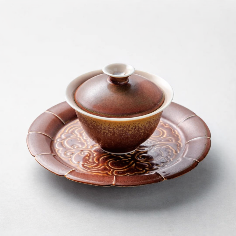 “Gong” Handcrafted Sancai Gaiwan - 100ml Chinese Tea Set “Gong” Handcrafted Sancai Gaiwan - 100ml Chinese Tea Set